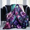 1pc Flower Printing Lightweight Flannel Blanket, Comfortable and Warm Blanket, for Camping Sofa Bed and Couch Office, Suitable for Gift Blank