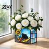 Acrylic Stationery Organizer Stained Glass Style Pen Holder, Unique Desktop Organizer, 3D Creative Gift for Students Embossed Relief Pattern