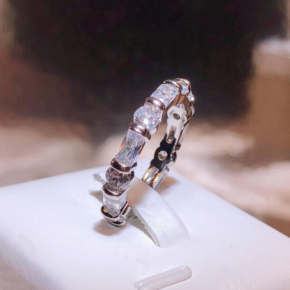 Simple Elegant Interwoven Geometric White Zircon Ring Wedding Ring Party Birthday Engagement Jewelry Gift Women's Fashion Jewelry