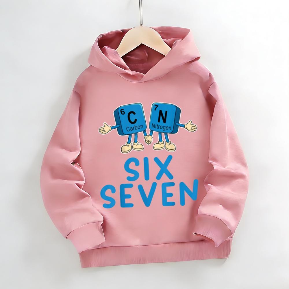 6 7 Meme hoodie children's sweatshirt, funny six seven cartoon print boy sweater, girl long-sleeved jacket