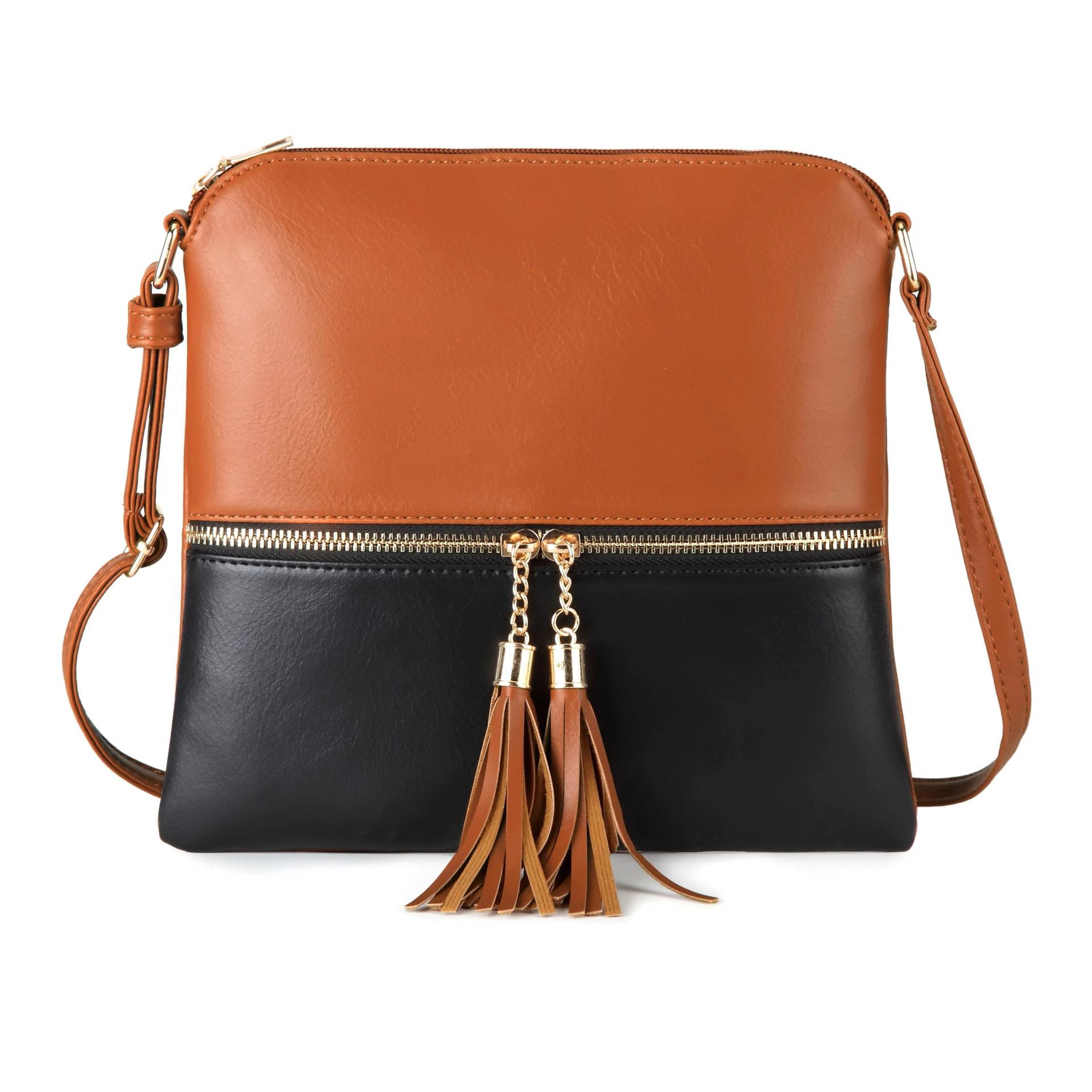 

Women s Vintage Boho Tassel Crossbody Bag, Solid Color Large Capacity Shoulder Bag for Daily Commute & Shopping чорний коричневого кольору