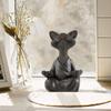 Skurrile schwarze Buddha-Katzenfigur, Meditation, Yoga, Sammlerstück, glückliche Katze, Dekoration, Kunstskulpturen, Gartenstatuen, Heimdekoration