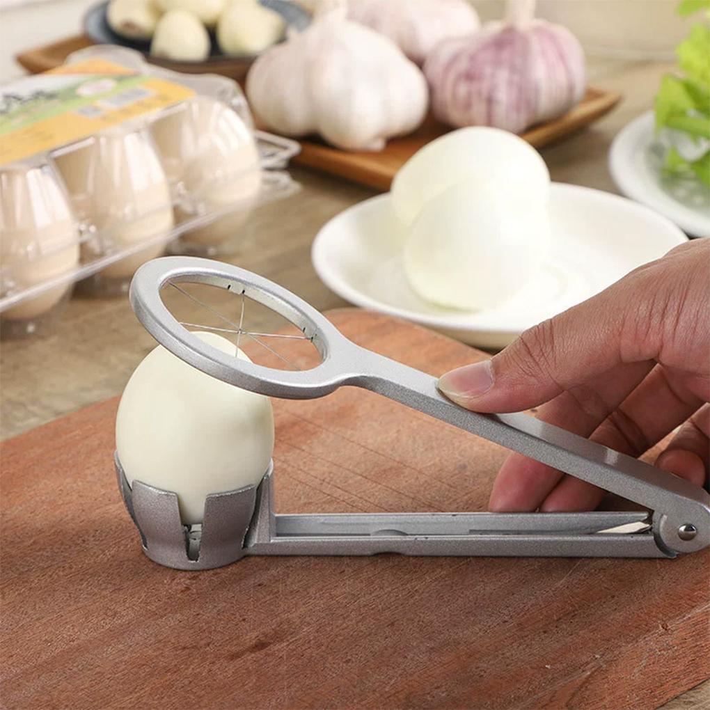 Aluminum Alloy Manual Egg Cutter Portable Multi-functional Egg Slicer Non-slip Section Divider Preserved Egg Splitter Kitchen