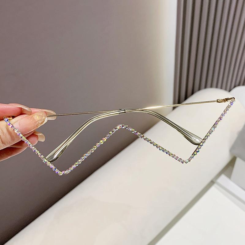 Wtype Sunglasses Frame With Rhinestone Decor For Trendy Girls Party Stage Or Travel Accessory
