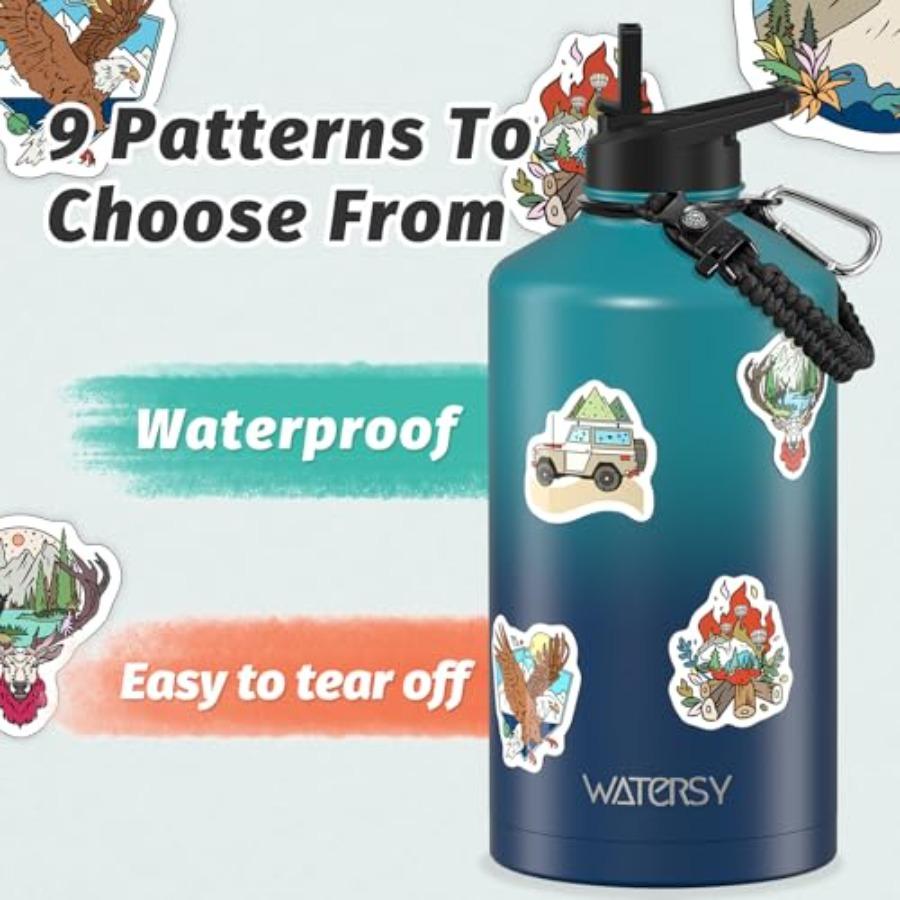 1 Gallon Insulated Water Bottle BPA Free Leak Proof 128oz Stainless Steel Large Water Jug with Straw Spout Lid Gradient Blue fo