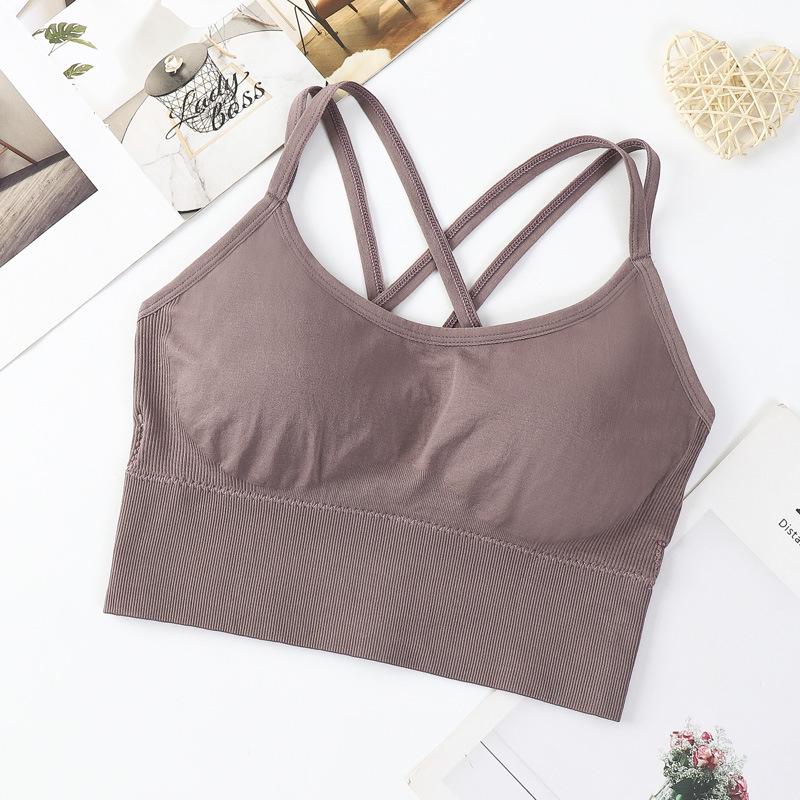 Plus Size Ribbed Strappy Sports Bra - Shockproof, Comfortable & Thin for Women’s Fitness