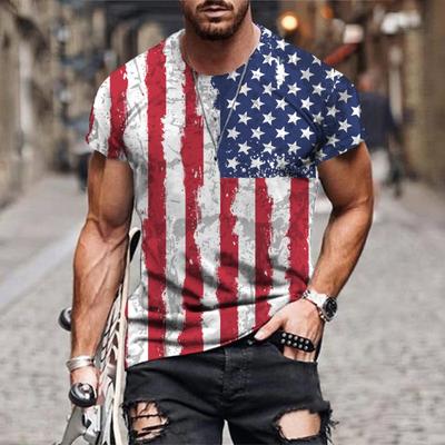 Summer Men's Short Sleeved Trendy Printed Slim Fit Round Neck Pullover T-shirt