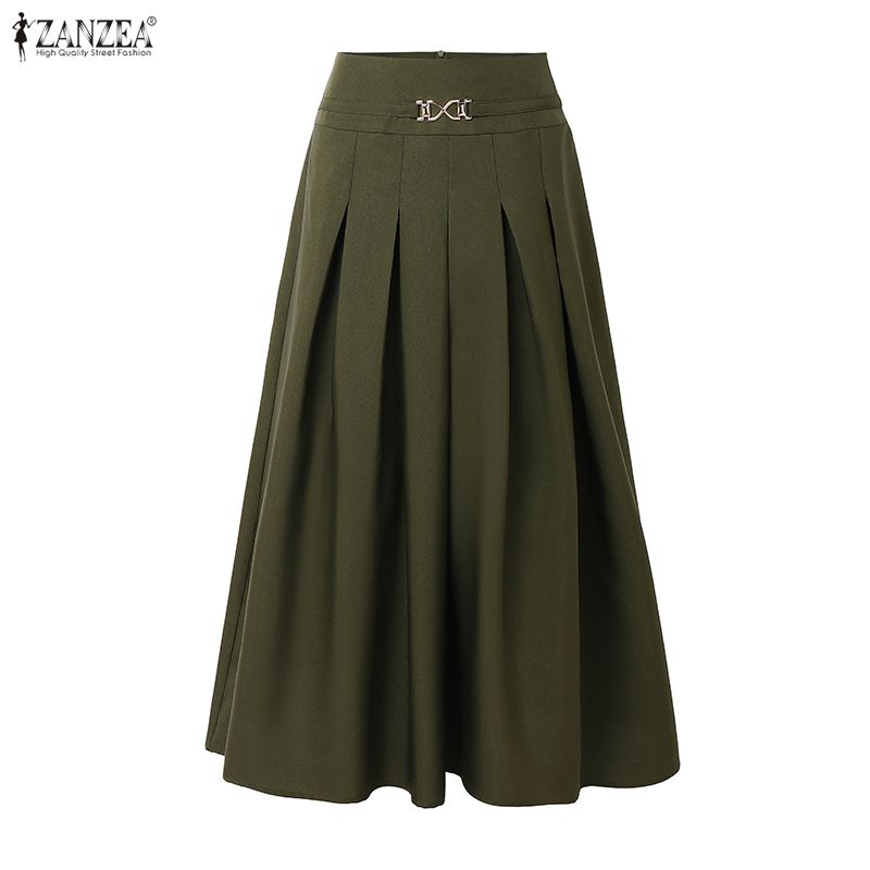 ZANZEA Women Elegant Casual Solid Color Loose Long Skirts