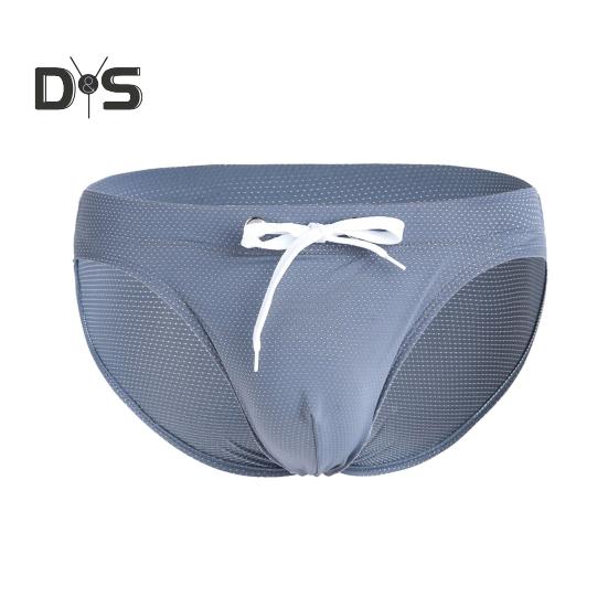 Slip de înot de vară pentru bărbați, cu talie joasă, cu design cu șnur, costum de baie cu uscare rapidă, cu talie reglabilă