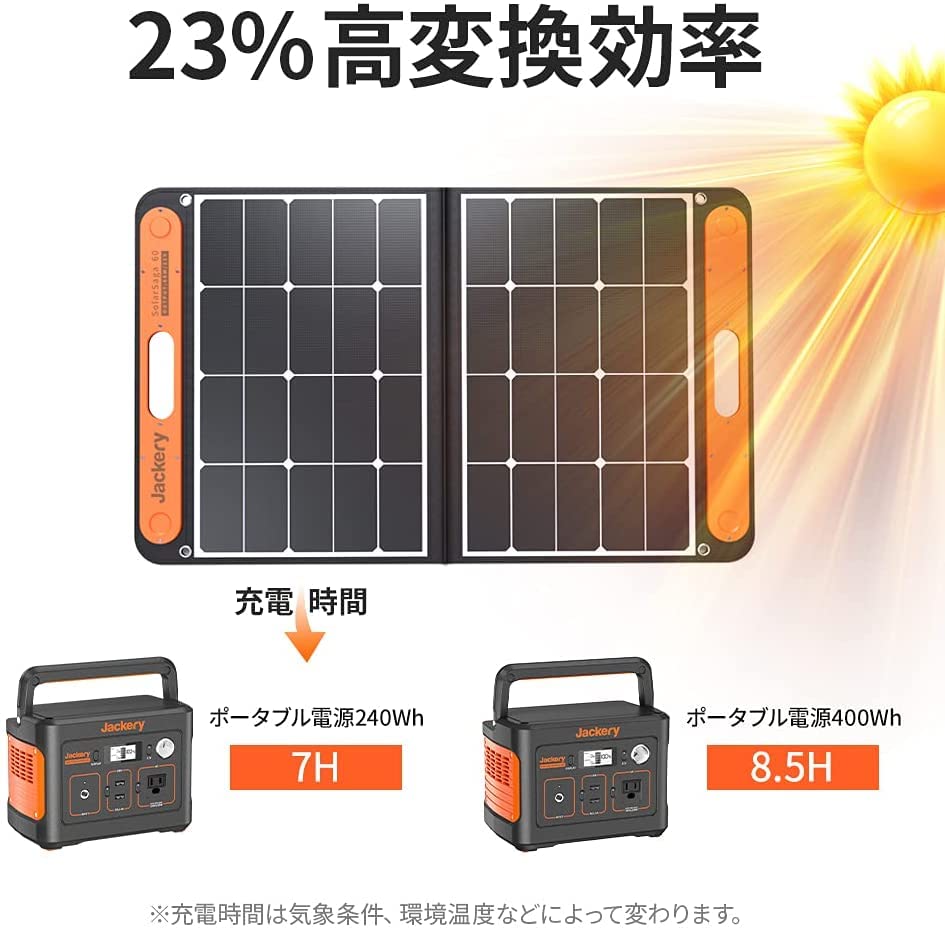 Jackery SolarSaga 60 Solar 68W ETFE Solar Solar Foldable DC DC Portable Power Charger with USB Smartphone and Tablet High Conversion Disaster