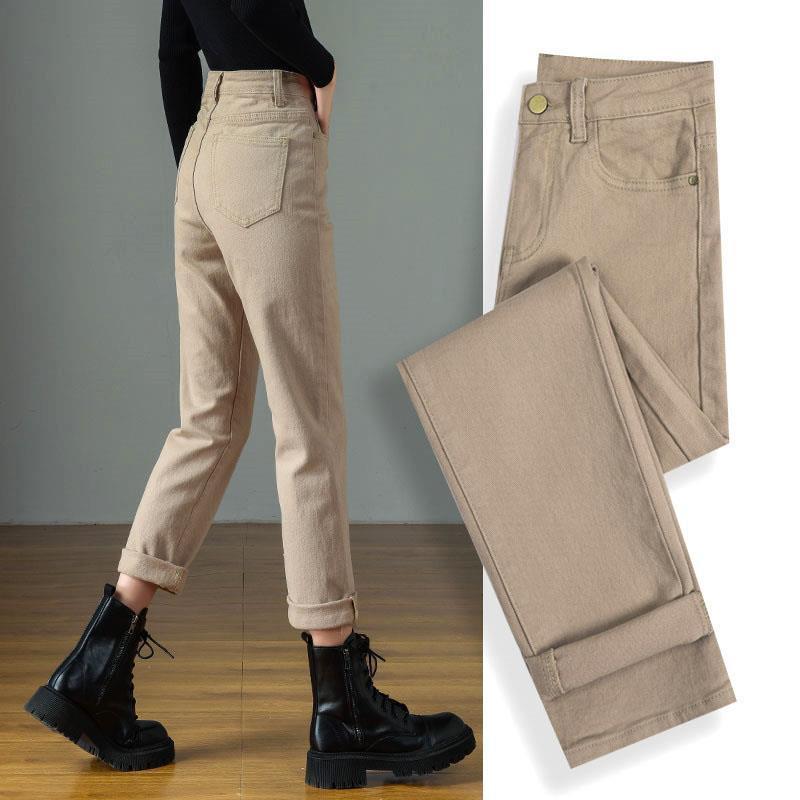 New Arrival 2026: Women's Off-White High-Waisted Slim-Fit Skinny Jeans, Versatile Straight-Leg Style for Spring