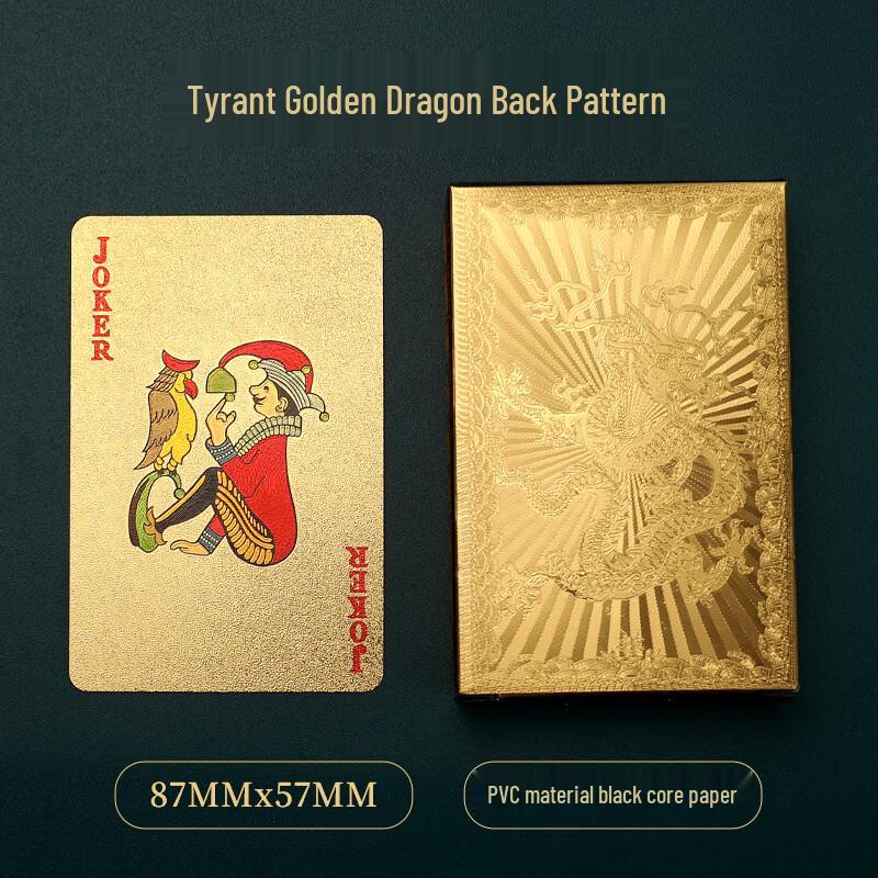 Brangdy Golden Dragon PVC Plastic Playing Cards (4-Deck Pack)