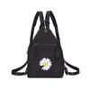 Women Solid Color Zipper Backpack Anti-theft Single Shoulder Bag Versatile Messenger Bag Daisy Embroidery Holiday Backpack