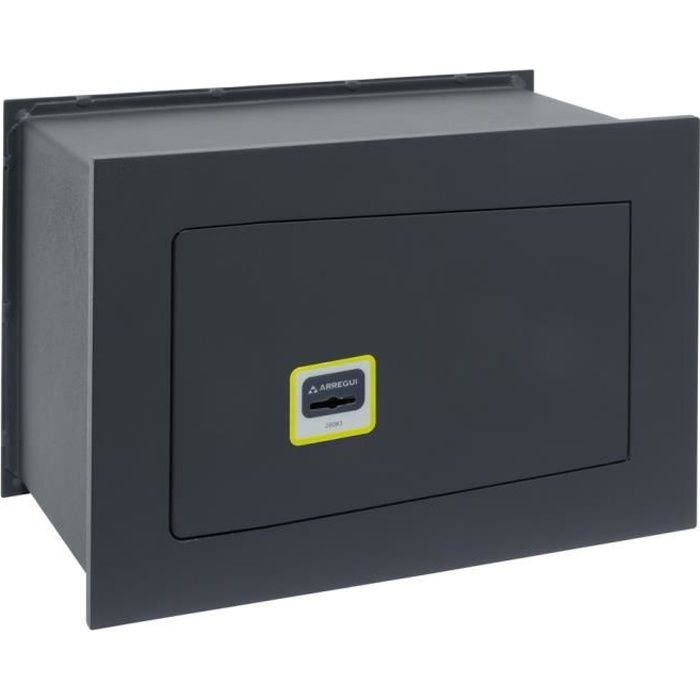 Arregui Ideal 10 281320 Coffre-fort à emmurer, haute sécurité 10mm, ouverture à clé, petit 23 x 35 x 20 cm, 10 L Gris foncé