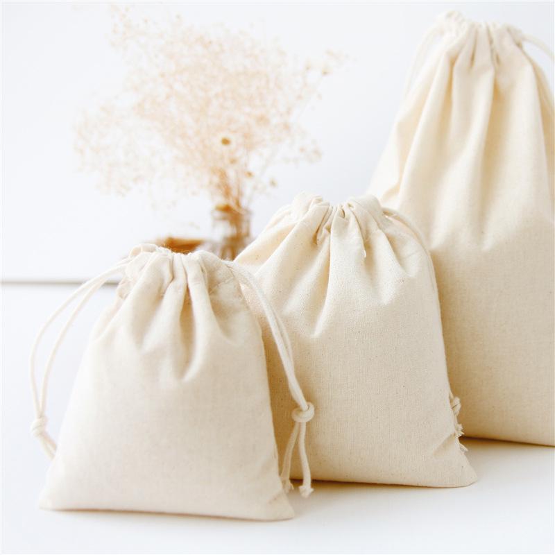 N185 Cotton Drawstring Storage Bags - Blank Solid Color Tea Gift Bags