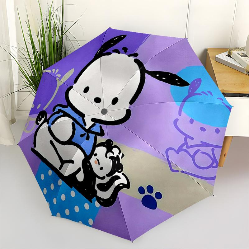 1pc Automatic Opening/Closing Umbrella with Cute Cartoon Print - Portable Three-Fold Design, 8-Bone Iron Frame Outdoor Umbrella, Ideal Gift for Fans,