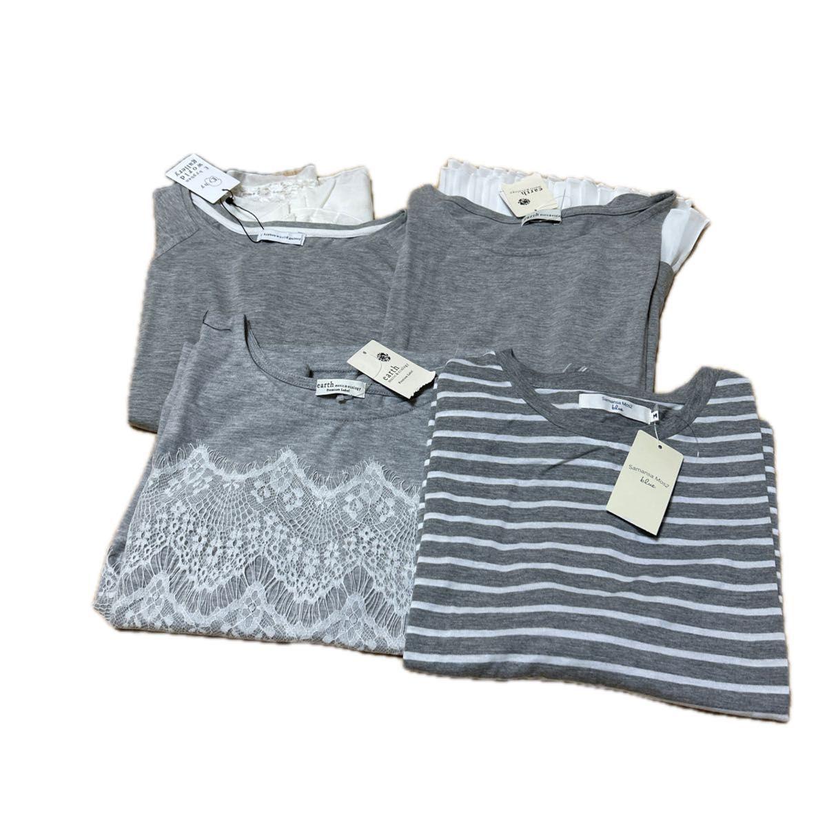 earth music&ecology Samanta Mos2 blue T-shirt cut and sew 4-piece set