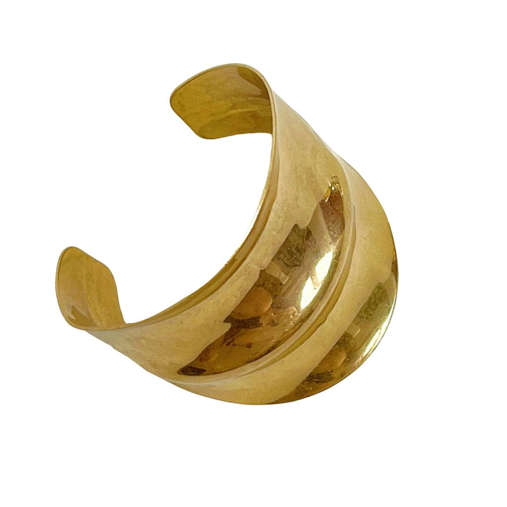 Irregular Geometric Arm Cuff Bracelet Gold Tone Metal Comfortable Wear Jewelry Accessory for Fashionable Women