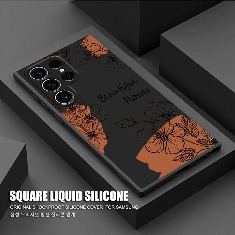 Beautiful Flowers Leaf Phone Case For Samsung Galaxy S26 Ultra Cases S25 FE S24 S23 S21 Ultra S20 FE S22 S26 Plus 5G Black Cover