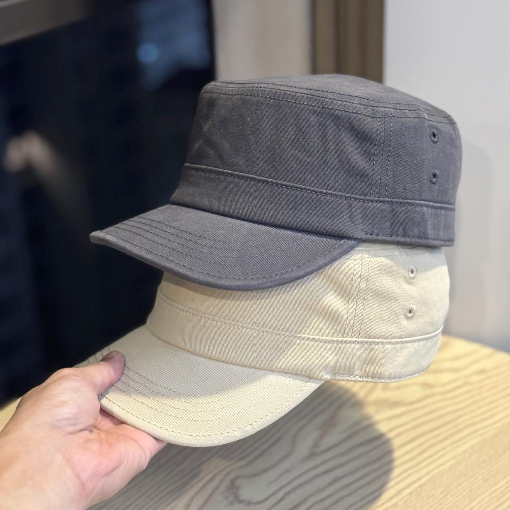New European and American Style Solid Color Casual Flat Top Hat Simple Fan Washed Cloth Men's Hat Four Seasons Fashionable Breathable Men's Hat