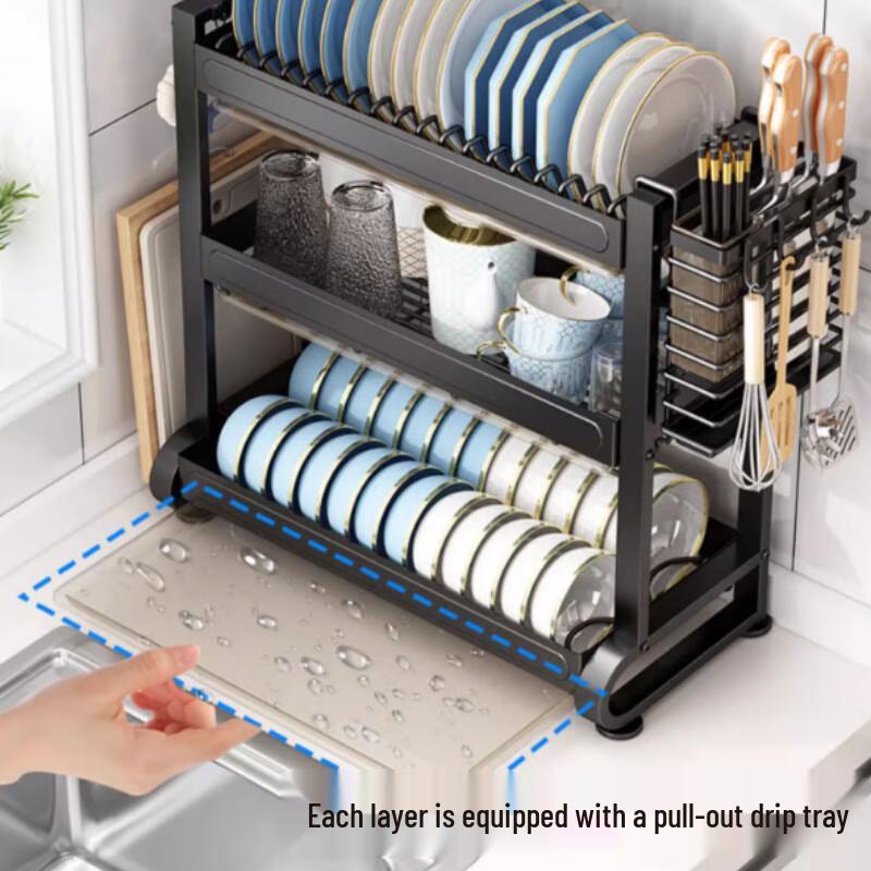 3-Tier Countertop Kitchen Dish Drying Rack