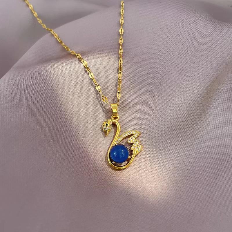 Decorative Extension Chain Stylish Thermochromic Women Girls Swan Pendant Necklace Fashion Accessories Clavicle