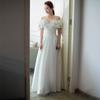 French Satin Light Wedding Bride Simple Temperament Go Out Shoulder To Shoulder Sasen Welcome Dress Skirt Small Man