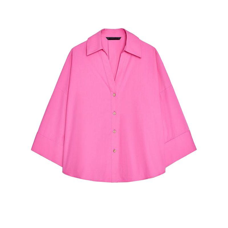 

Spring and Summer New Women s Clothing Wide Sleeve Poplin Comfort and Casual Shirt 2246255 2246404 2246902 Rose Red M