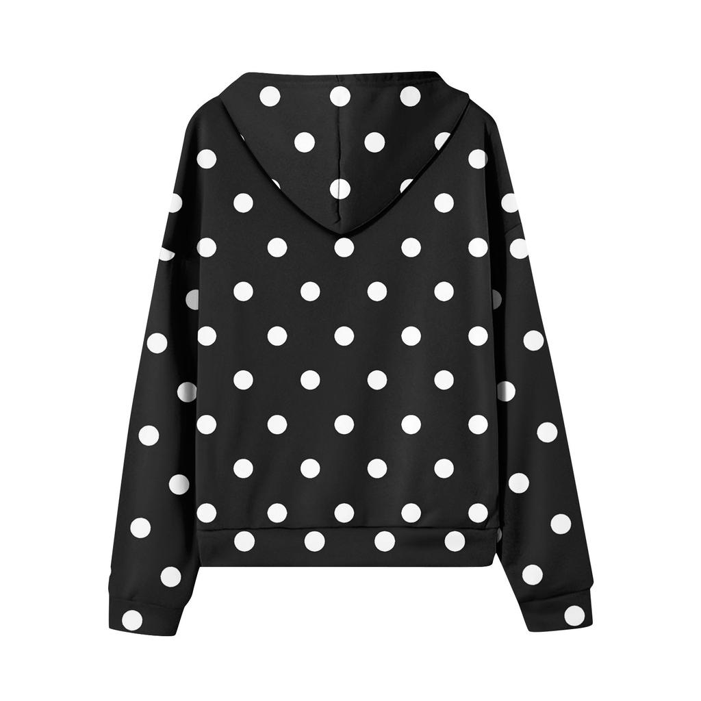 Sudadera con capucha para mujer, informal, de manga larga, con cremallera, estampado de lunares y rayas, ligera, para uso interior y exterior