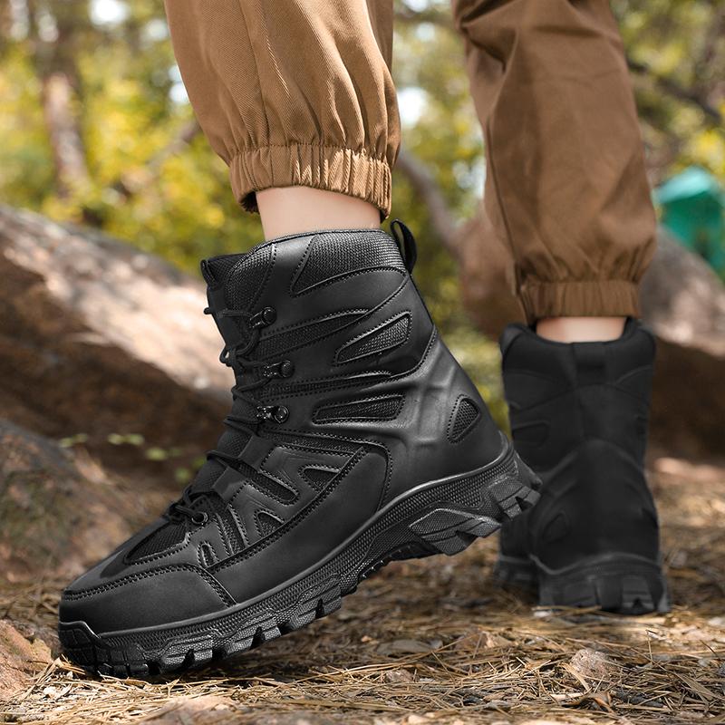Men Outdoor Hiking Shoes High Top Waterproof Men's Tactical Boots Large Size 47 Sneakers Hiking Boots Non Slip Motorcycle Boots