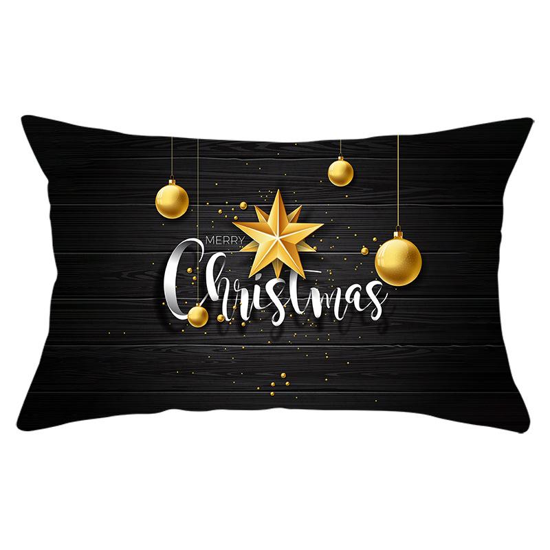 New Black Gold Series Christmas Peach Skin Print Waist Pillow Cover Home Accessories Cushion Cover Sofa Cushion Cover