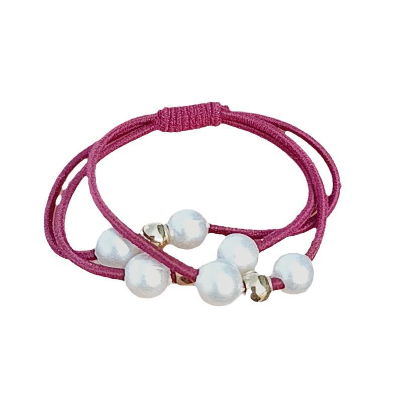 Korean-Style Handmade Three-Strand Pearl Elastic Hair Tie