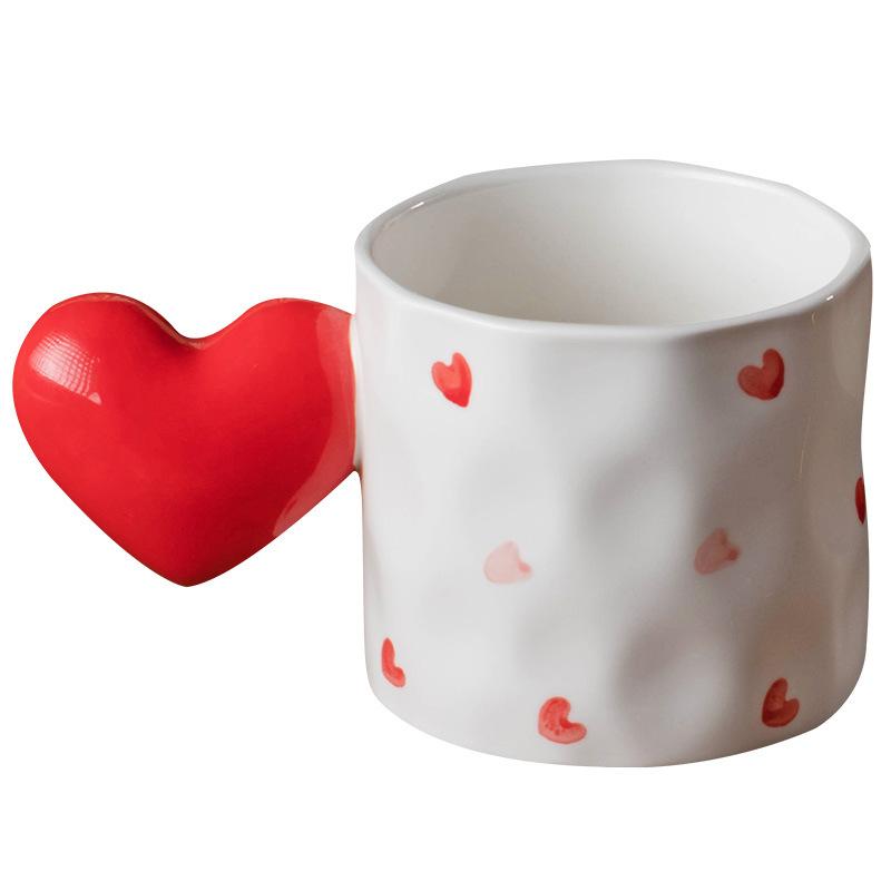 Red Heart Ceramic Coffee Mug Romantic Love Couple Water Cup 13.5oz/400ml for Juice Tea Milk Birthday Valentine's Day Gifts