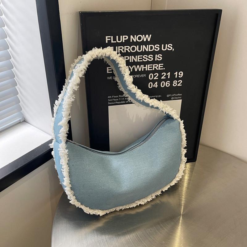 Chic Blue Casual Underarm Bag Fashionable Unique Aesthetic For Everyday Use