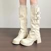 Fashion High Heels High Boots Women Platform Chunky Shoes Designer 2025 Winter New Sexy Party Fashion Chelsea Motorcycle Boots Pumps