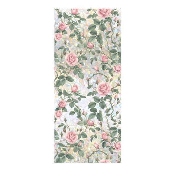 Rainbow Window Privacy Film Waterproof Static Cling Non-Adhesive Flower Pattern Sticker for Home Glass Windows Bedroom Living Room Decor