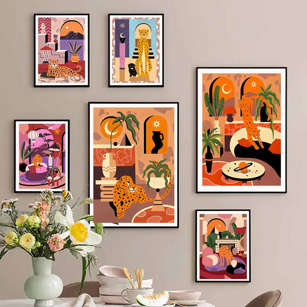 Tiger Paradise Forest Animal Wall Art Canvas Painting Abstract Cheetah Posters and Prints Living Room Pictures Home Decoration