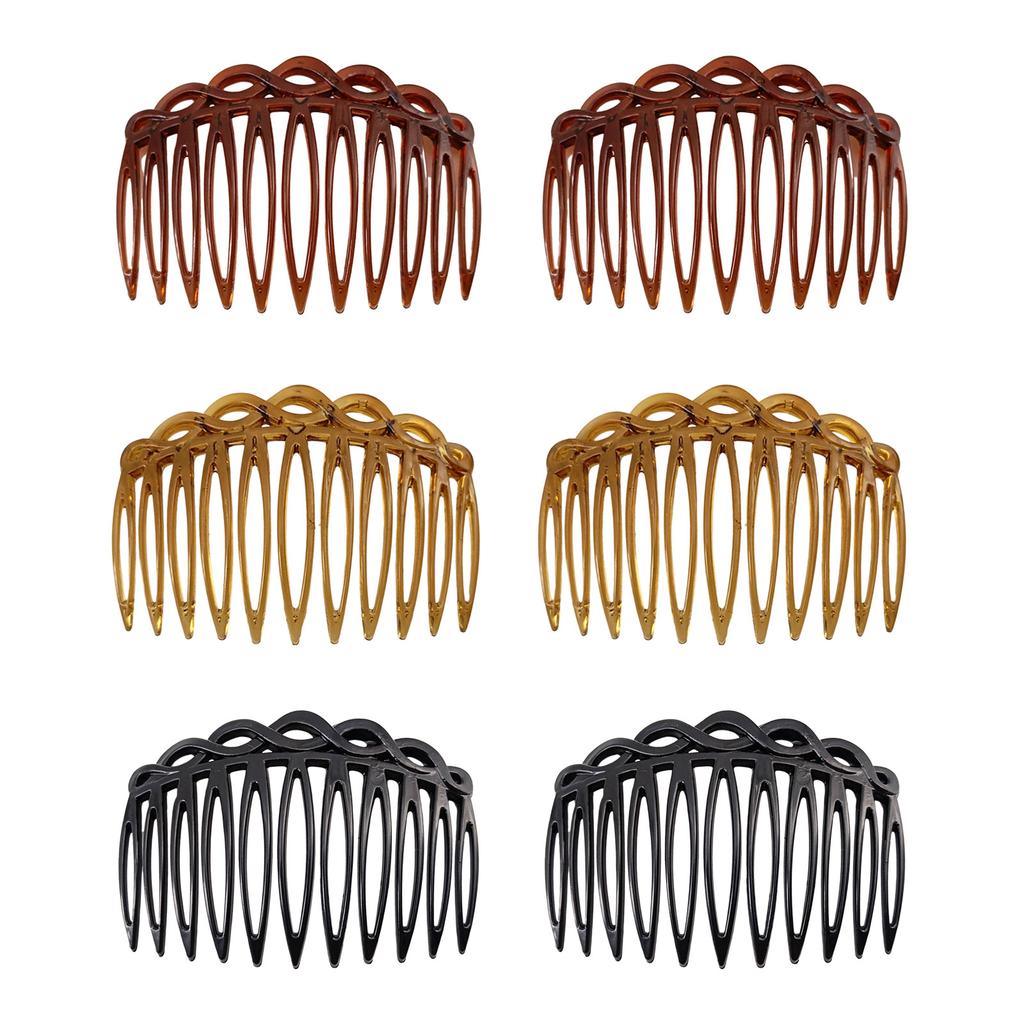 Elegant Hair Combs 6 Piece Plastic Resin Side Parting Hairpins Fashion Headdress For Daily or Formal Event