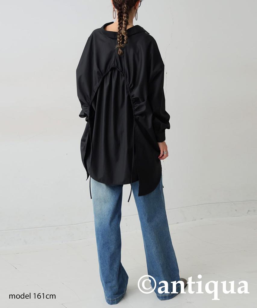 antiqua Women's Drawstring Gathered Shirt, PK-01175, One Size 05, Black