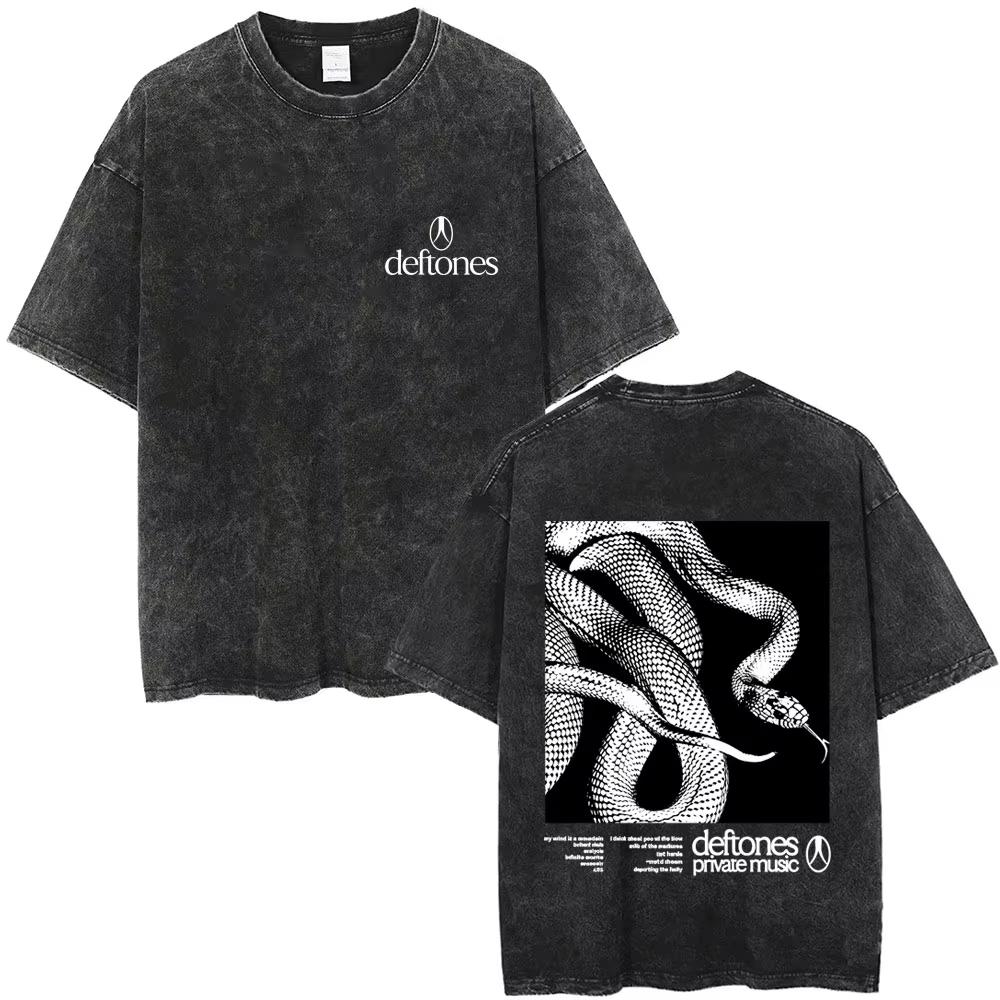 T-shirt Originale Vintage Alternativa Heavy Metal Rock Band Deftones Musica Privata Grafica Serpente Uomo Donna Cotone T-shirt Oversize