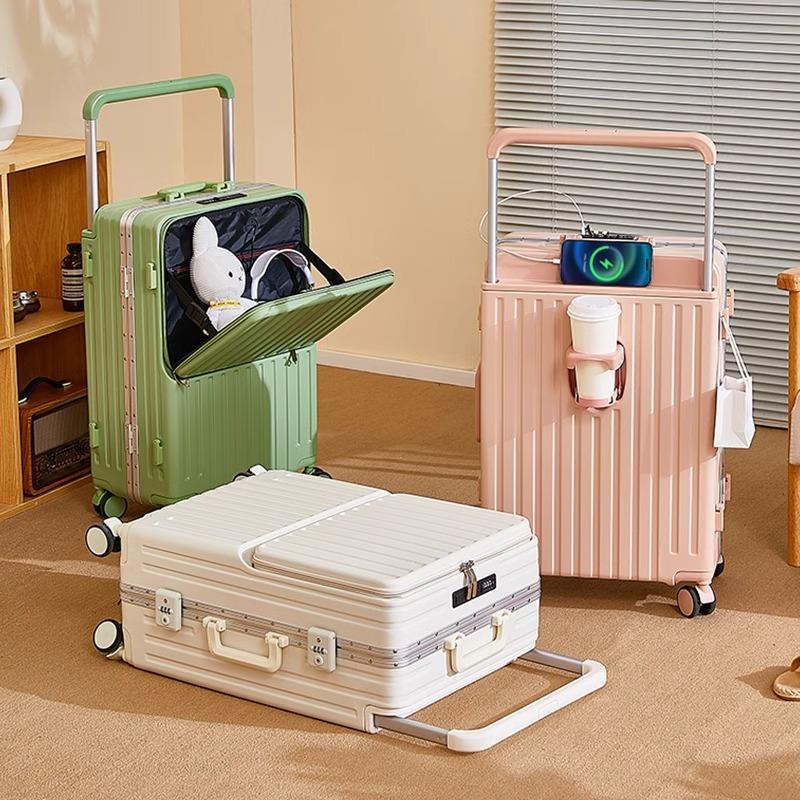 Wide Handle Front Opening Luggage 20" Suitcase Laptop Bag Multifunction Password Trolley Case Carrier 28-Inch Large Capacity