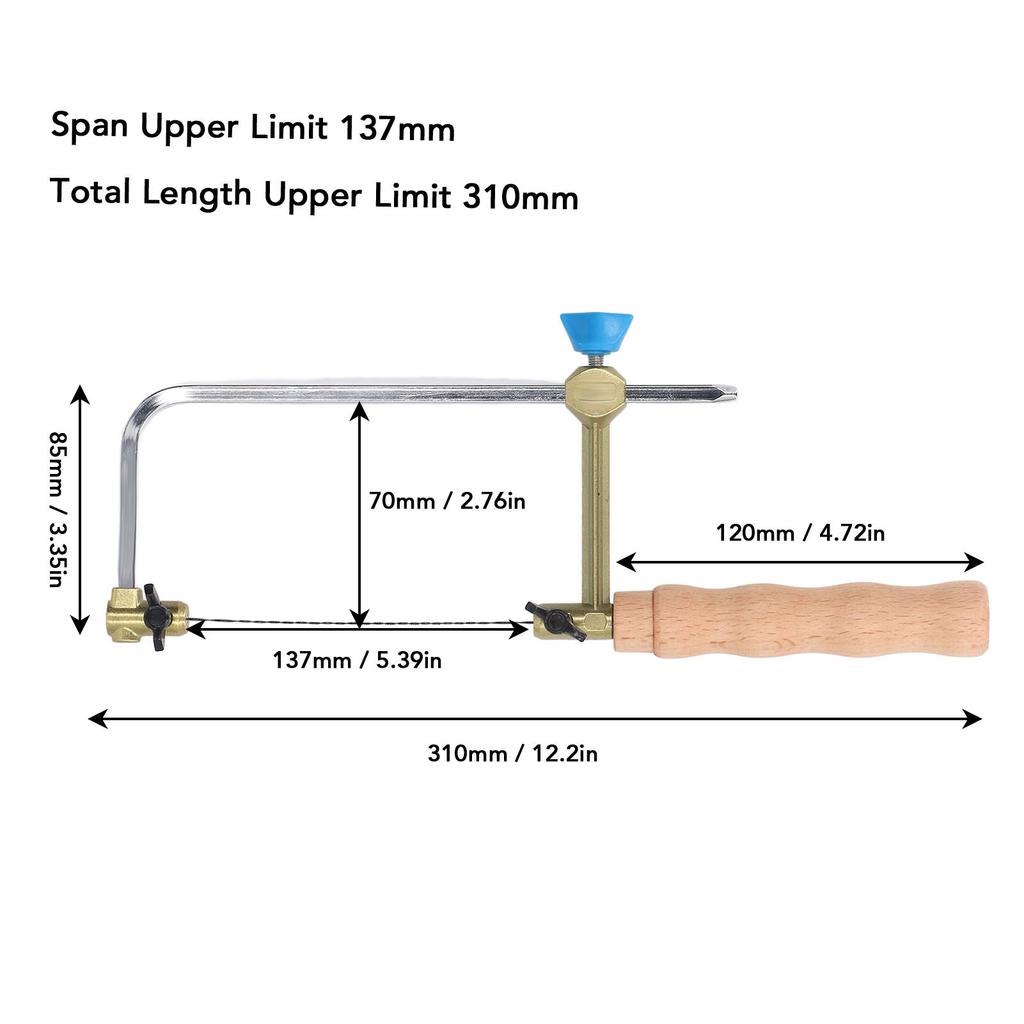 Coping Saw Forged Steel Frame Log Handle U Shape Fret Cutter Saw with 8PCS Blades for Woodworking