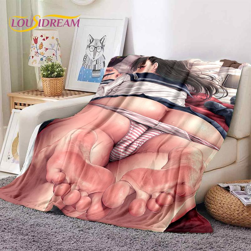 Cartoon Character Sexy Lace Girls Cute Anime Soft Blankets,Keep Warm Throw Blanket Comfortable for Picnic Beds Sofa Home Bedroom