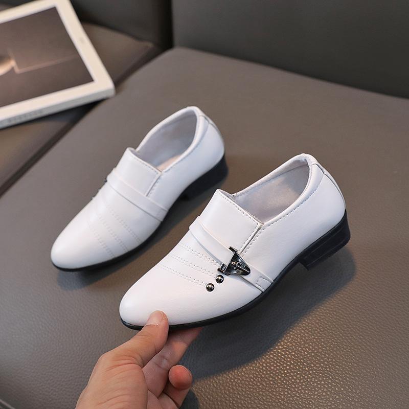 Black Leather Shoes for Boys Children Shoes Performance Shoes Kid Loafers Point Toe Dress for Boy Kid Shoe for Boys Zapatos Niña