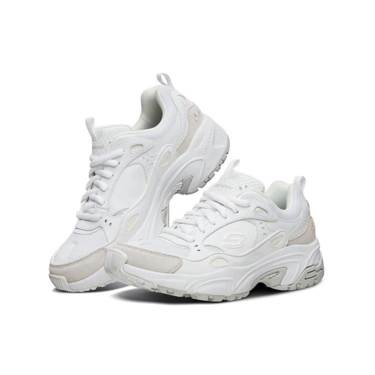Skechers Stamina Mesh Synthetic Leather Comfortable Low-Top Dad Shoes Women Sneakers Cream 88888383-WHT