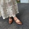 Johnature Retro Buckle Strap Pointed Toe Soft Soled Soft Cowhide Women's Genuine Leather Flats Shoes