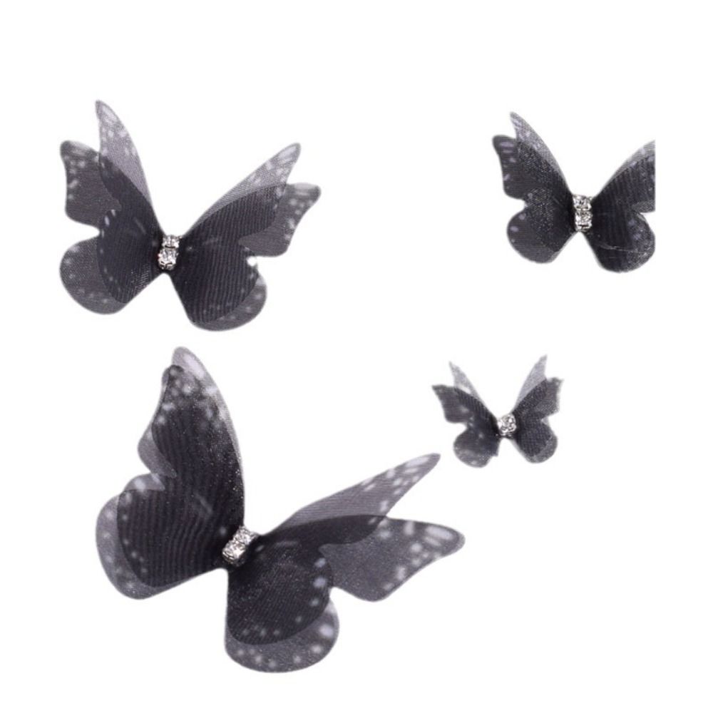 50Pcs Double Layer Butterfly Appliques Translucent Chiffon Butterfly  Sewing Craft Decoration