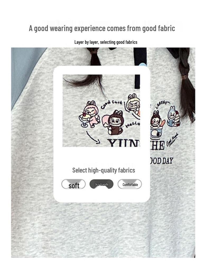 Mädchen 2025 Herbst Polokragen Raglanärmel Sweatshirt - Stilvolles Herbstoberteil für mittlere und große Kinder