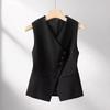 Frühling Herbst V-Ausschnitt Ärmellos Fortgeschrittene Damen Blazer Weste Mantel Einreihig Kurz Damen Anzug Weste Jacke