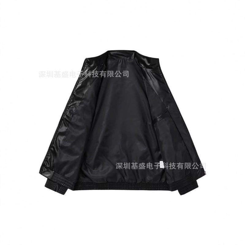 PU Leather Embroidered Jacket Unisex Streetwear Loose Fit Casual Outerwear Couple Style